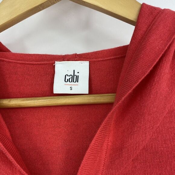 Cabi Shirt Size Small Womens Red Beachcomber Hoodie 5137 Full Zip Knit Pocket - Picture 3 of 8